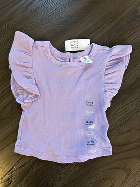 GAP Lavender Ruffle Sleeve Ribbed Tee